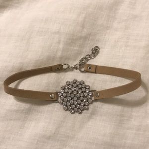 JBloom Tan and Rhinestone Choker/Bracelet